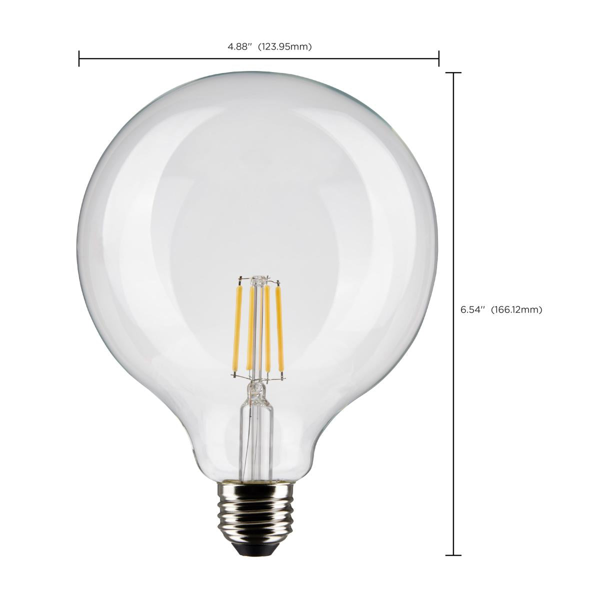 G40 Filament LED Globe Bulb, 6 Watts, 500 Lumens, 60W Equal, 2700K, E26 Medium Base, Clear