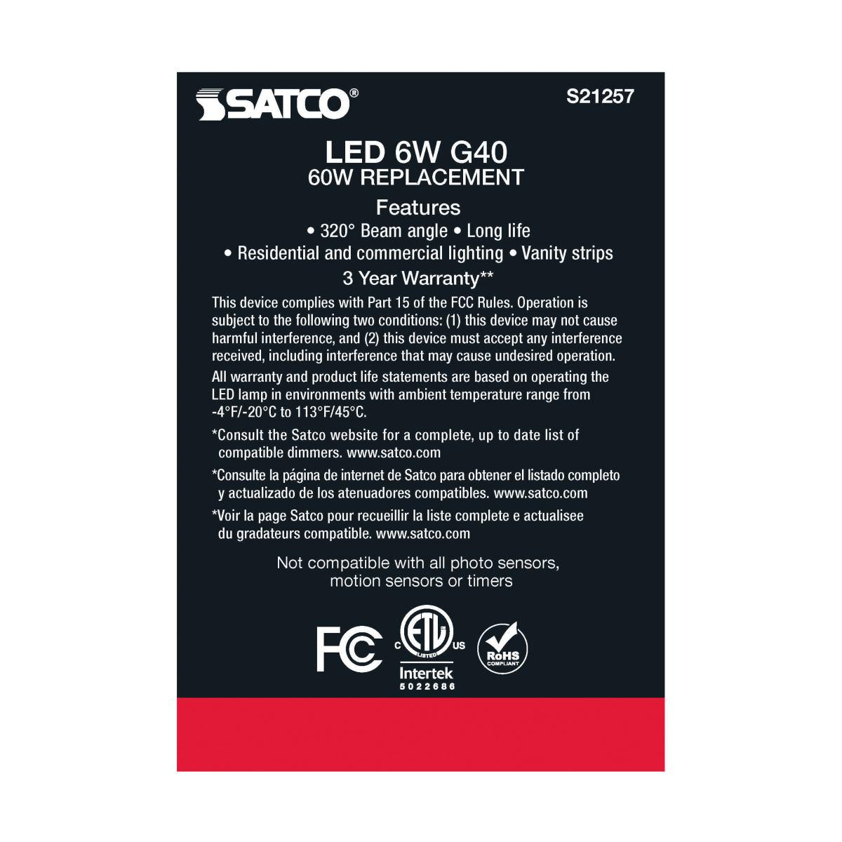 G40 LED Globe Bulb, 6 Watts, 500 Lumens, 60W Equal, 4000K, E26 Medium Base, Frosted