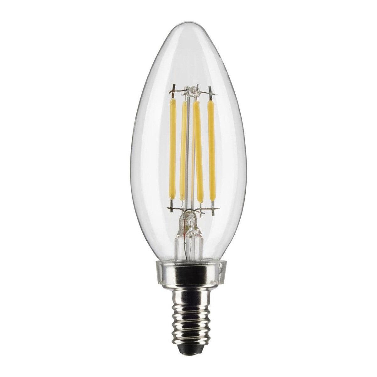 B11 Candle Filament LED Bulb, 40W Equivalent, 4 Watt, 350 Lumens, 2700K, E12 Candelabra Base, Clear Finish, Pack Of 3 - Bees Lighting