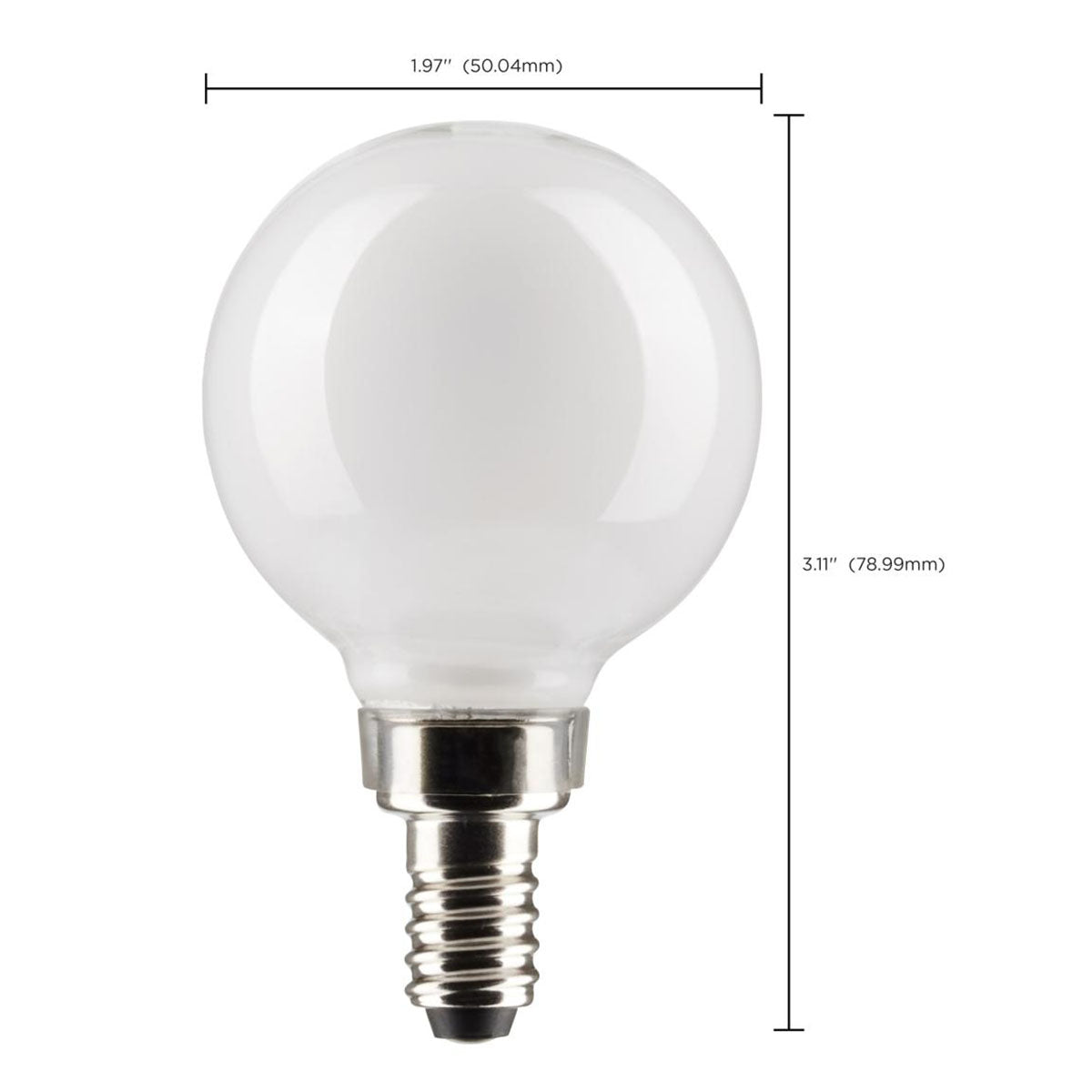 G16.5 LED Globe Bulb, 5W, 350 Lumens, 40W Equal, 2700K, E12 Base, Frosted, Pack of 2