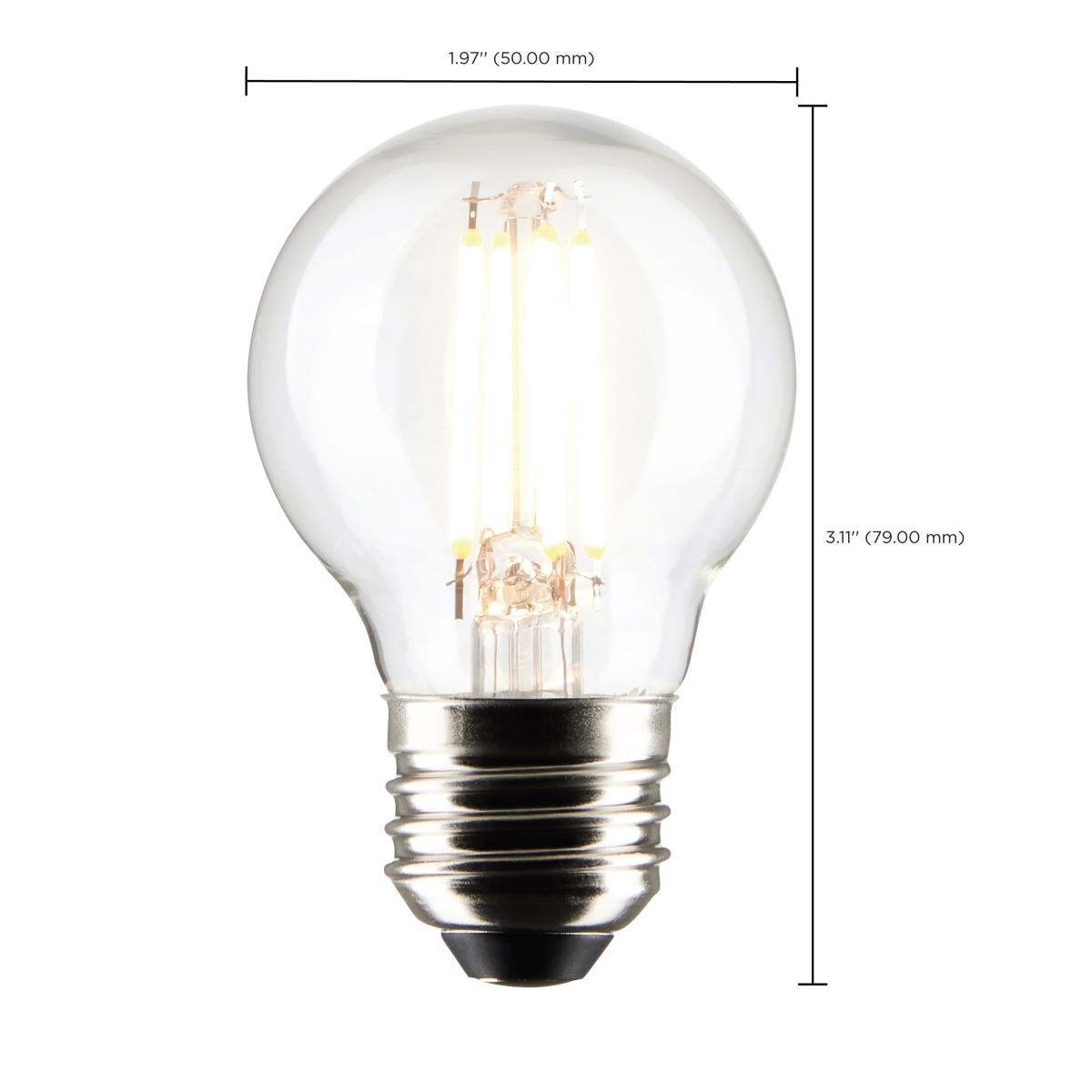 G16.5 Filament LED Globe Bulb, 4W, 350 Lumens, 40W Equal, 2700K, E26 Base, Clear, Pack of 2