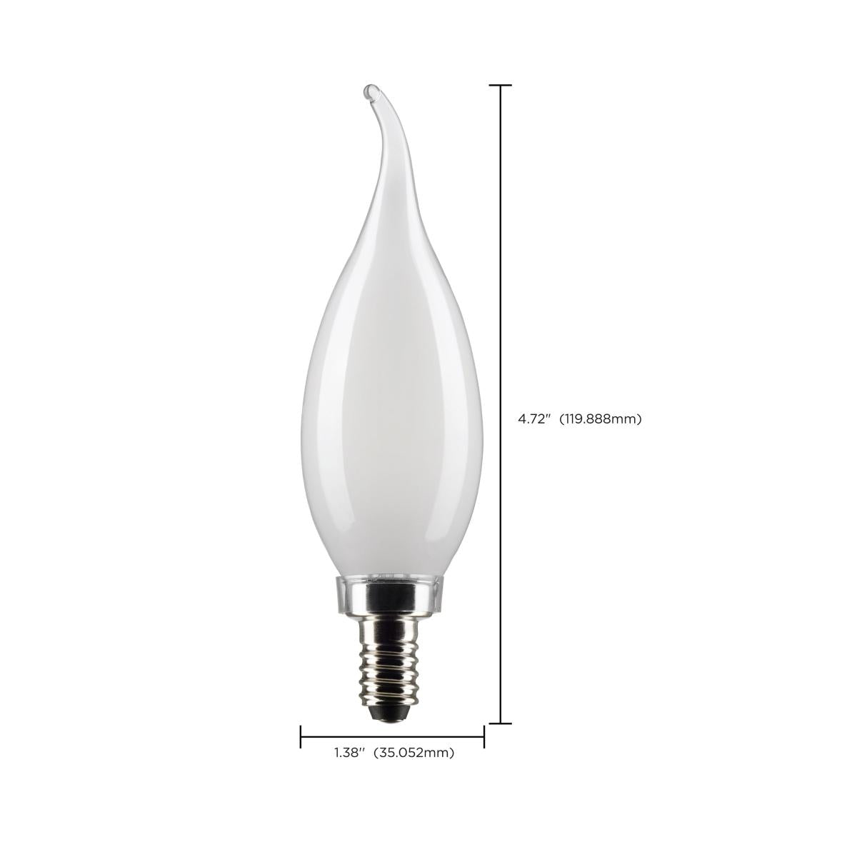 CA10 LED Bulb, 4W, 350lm, 2700K, 40W Equal, E12 Candelabra Base, Frosted Finish, Pack of 2