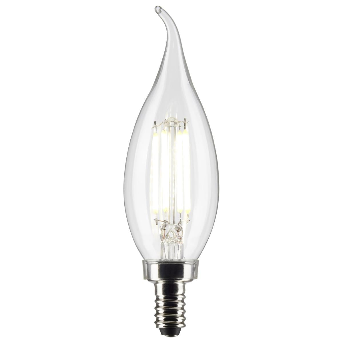 CA10 Filament LED Bulb, 6W, 500lm, 2700K, 60W Equal, E12 Candelabra Base, Clear, Pack of 2