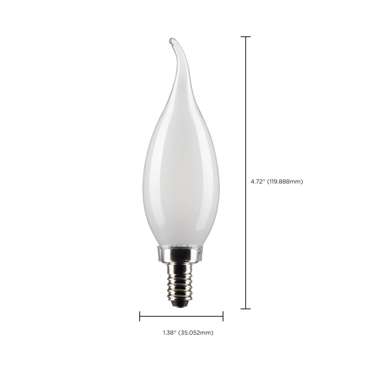 CA10 LED Bulb, 6W, 500lm, 2700K, 60W Equal, E12 Candelabra Base, Frosted Finish, Pack of 2