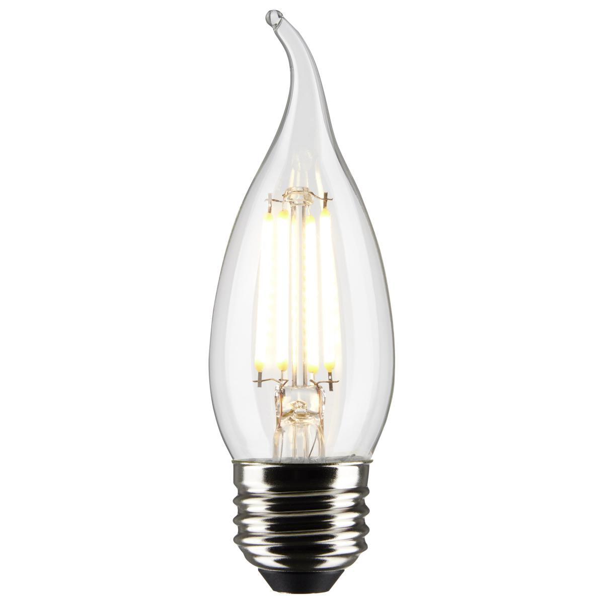 CA10 Filament LED Bulb, 4W, 350lm, 2700K, 40W Equal, E26 Medium Base, Clear, Pack of 2