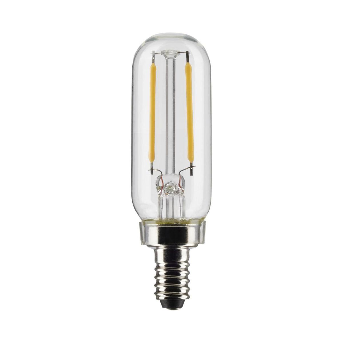 T6 LED Single Tube Bulb, 3W, 200lm, 2700K, E12 Candelabra Base, Clear Finish, Pack Of 2 - Bees Lighting