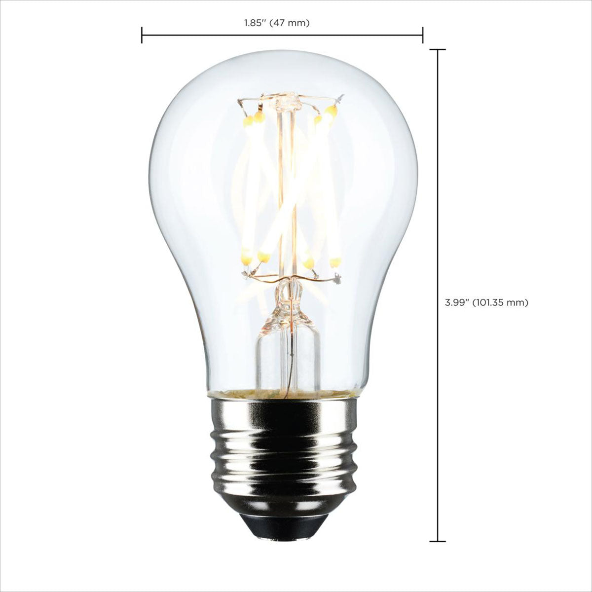 A15 LED Filament Bulb, 6 Watts, 450 Lumens, 2700K, E26 Medium Base, Clear Finish, Pack of 2