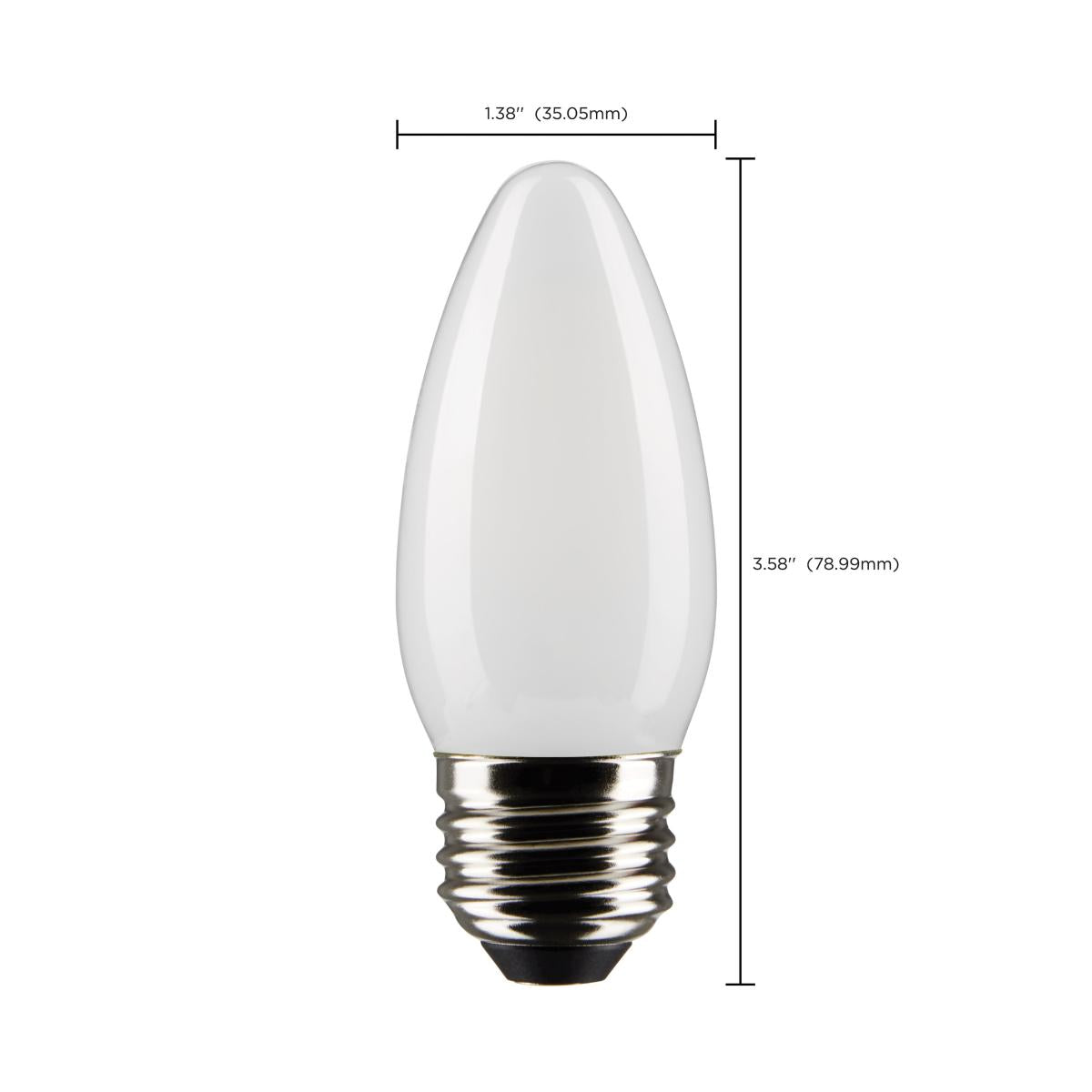 B11 Candle LED Bulb, 6 Watts, 500 Lumens, 5000K, E26 Medium Base, Frosted, Pack of 2