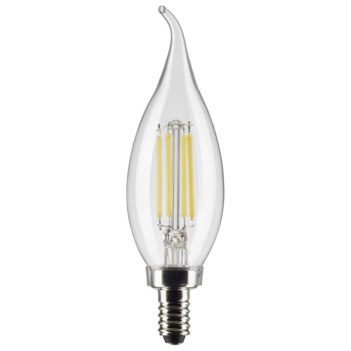 CA10 Filament LED Bulb, 6W, 500lm, 5000K, 60W Equal, E12 Candelabra Base, Clear, Pack of 2