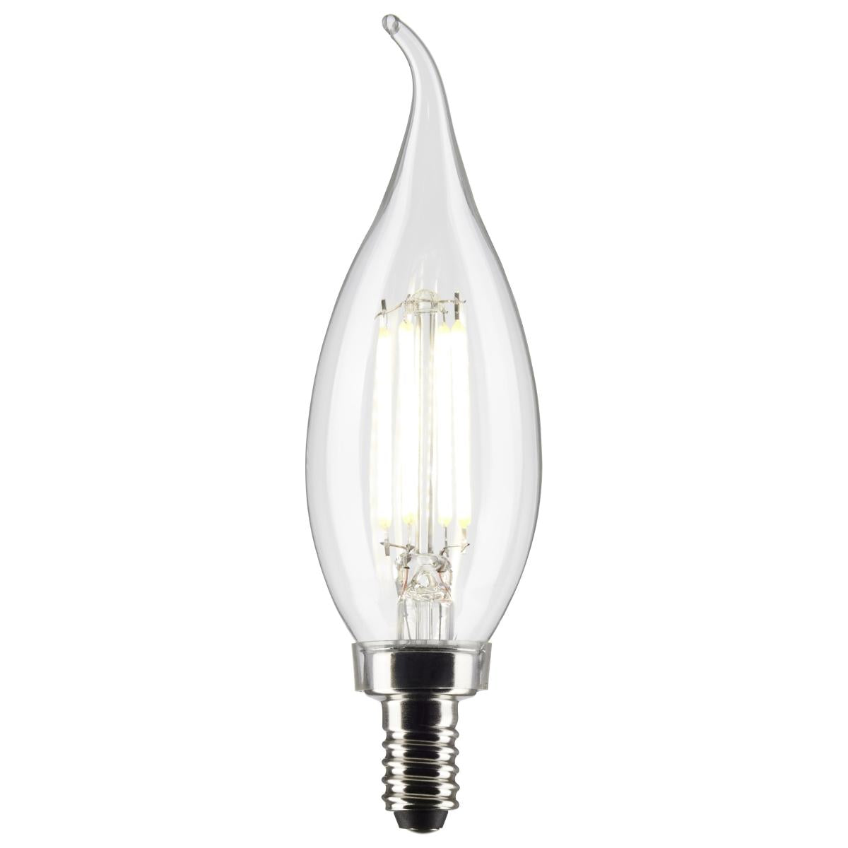 CA10 Filament LED Bulb, 6W, 500lm, 5000K, 60W Equal, E12 Candelabra Base, Clear, Pack of 2