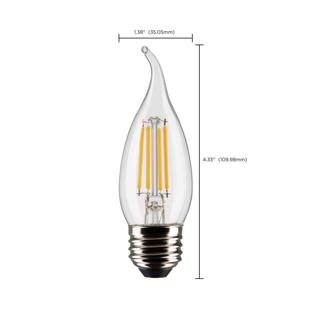 CA10 Filament LED Bulb, 6W, 500lm, 5000K, 60W Equal, E26 Medium Base, Clear, Pack of 2