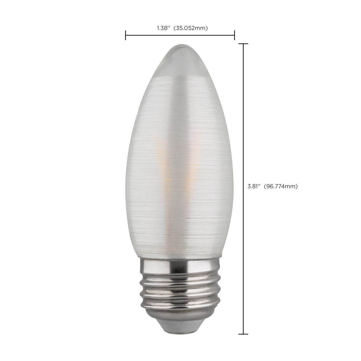 C11 LED Filament Bulb, 2 Watts, 120 Lumens, 2700K, E26 Medium Base, Satin Spun Finish