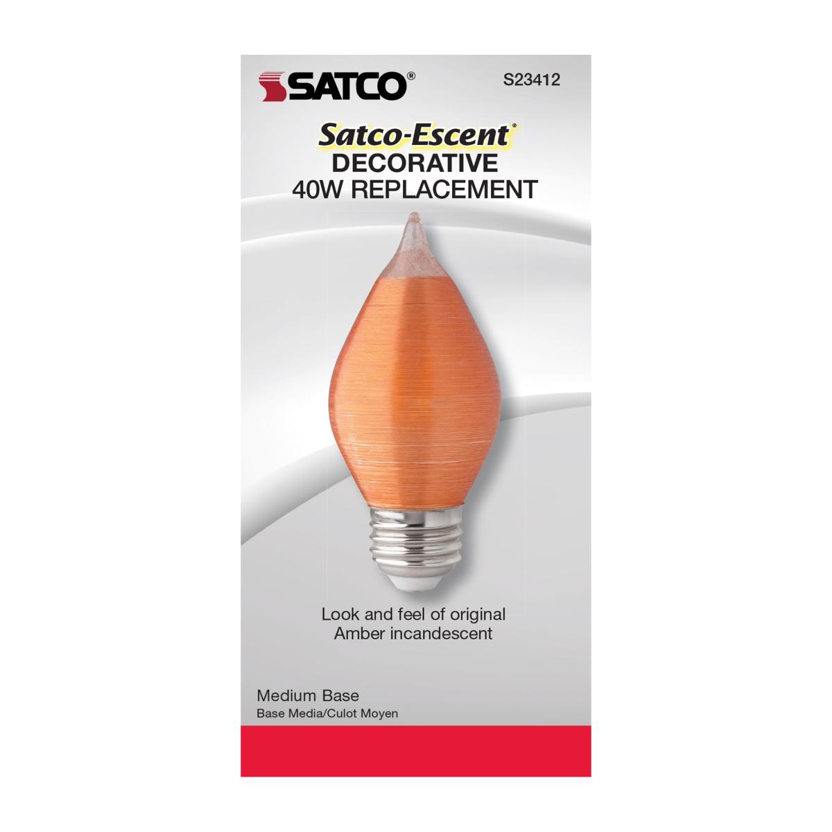 C15 Filament LED Bulb, 4W, 240 Lumens, 40W Equal, 2100K, E26 Base, Satin Spun Amber Finish