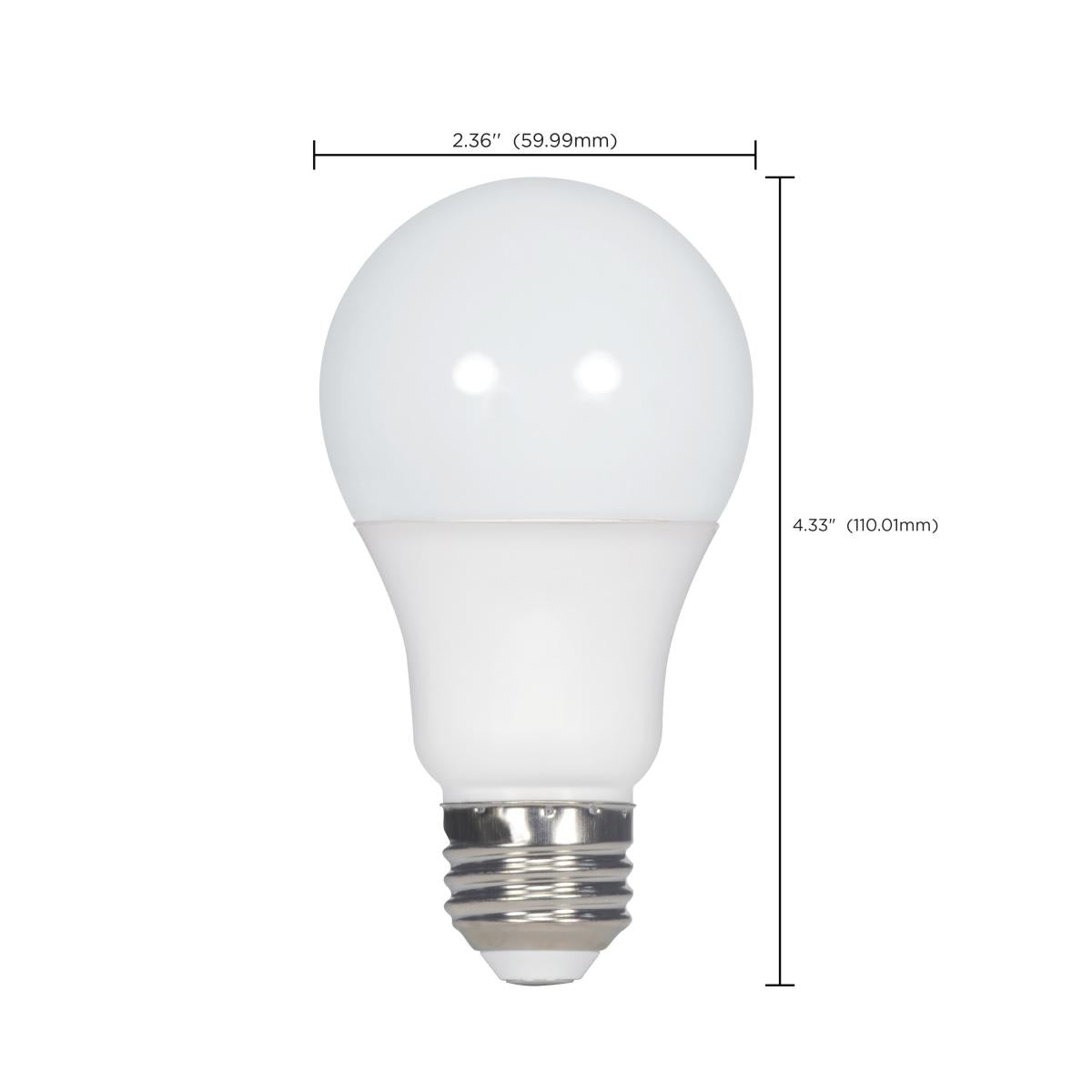 A19 LED Bulb, 60W Equivalent, 10 Watts, 800 Lumens, 2700K, E26 Medium Base, Frosted, Pack of 4