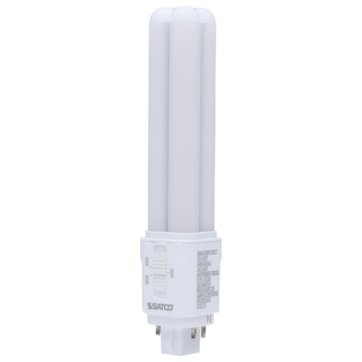 4 pin PL LED Bulb, 9.5W, 1200lm, 30K|35K|40K, Universal, 32W CFL Equal, G24q Base, Direct or Bypass