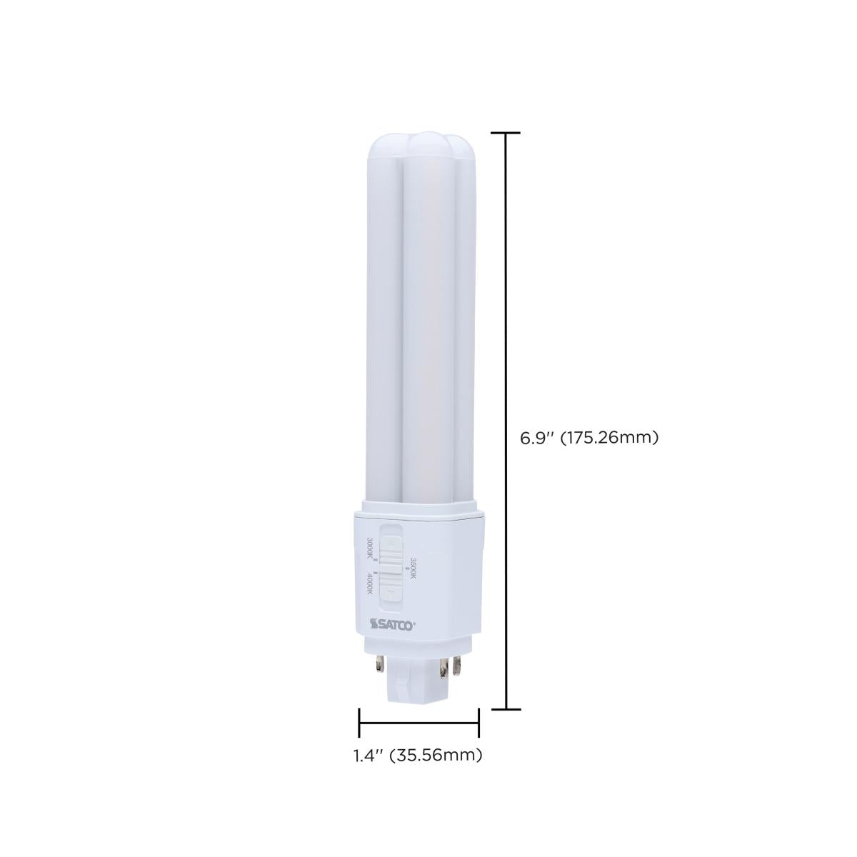 4 pin PL LED Bulb, 9.5W, 1200lm, 30K|35K|40K, Universal, 32W CFL Equal, G24q Base, Direct or Bypass