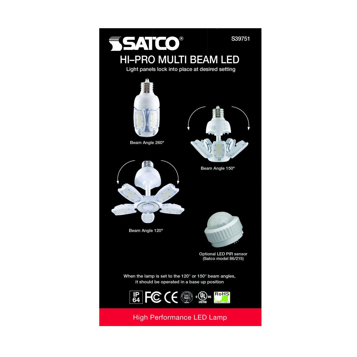 Hi-Pro Multi-Beam LED Lamp, 40 Watts, 5600 Lumens, 5000K, EX39 Mogul Base, 120-277V