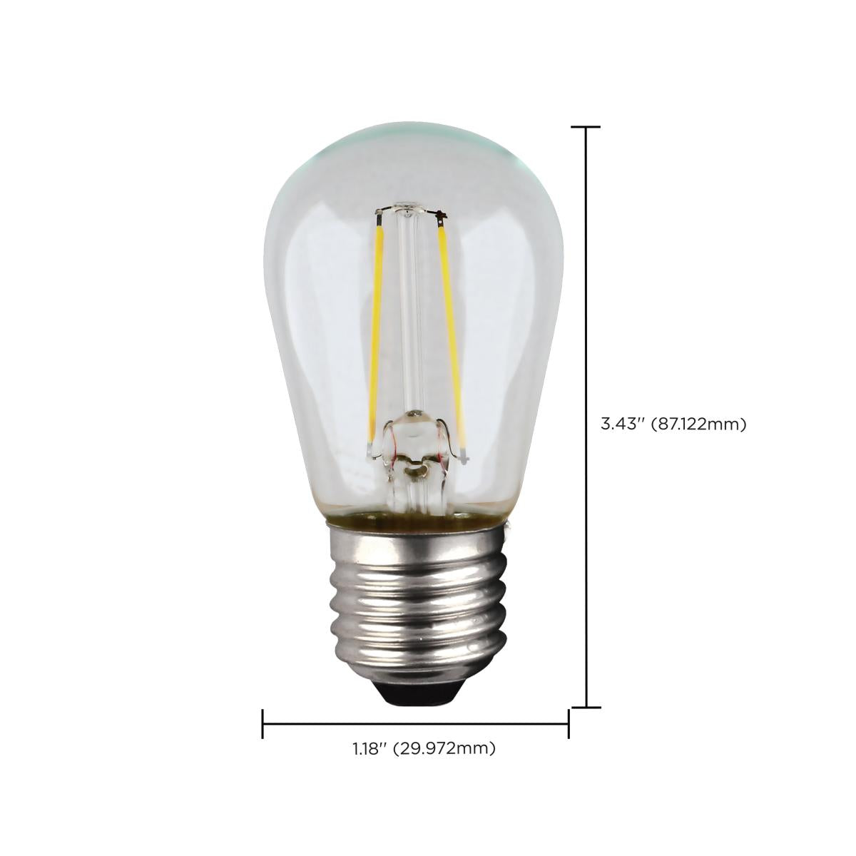 S14 Filament LED Bulb, 1W, 100lm, 2700K, E26 Medium Base, Clear Finish, Pack of 4