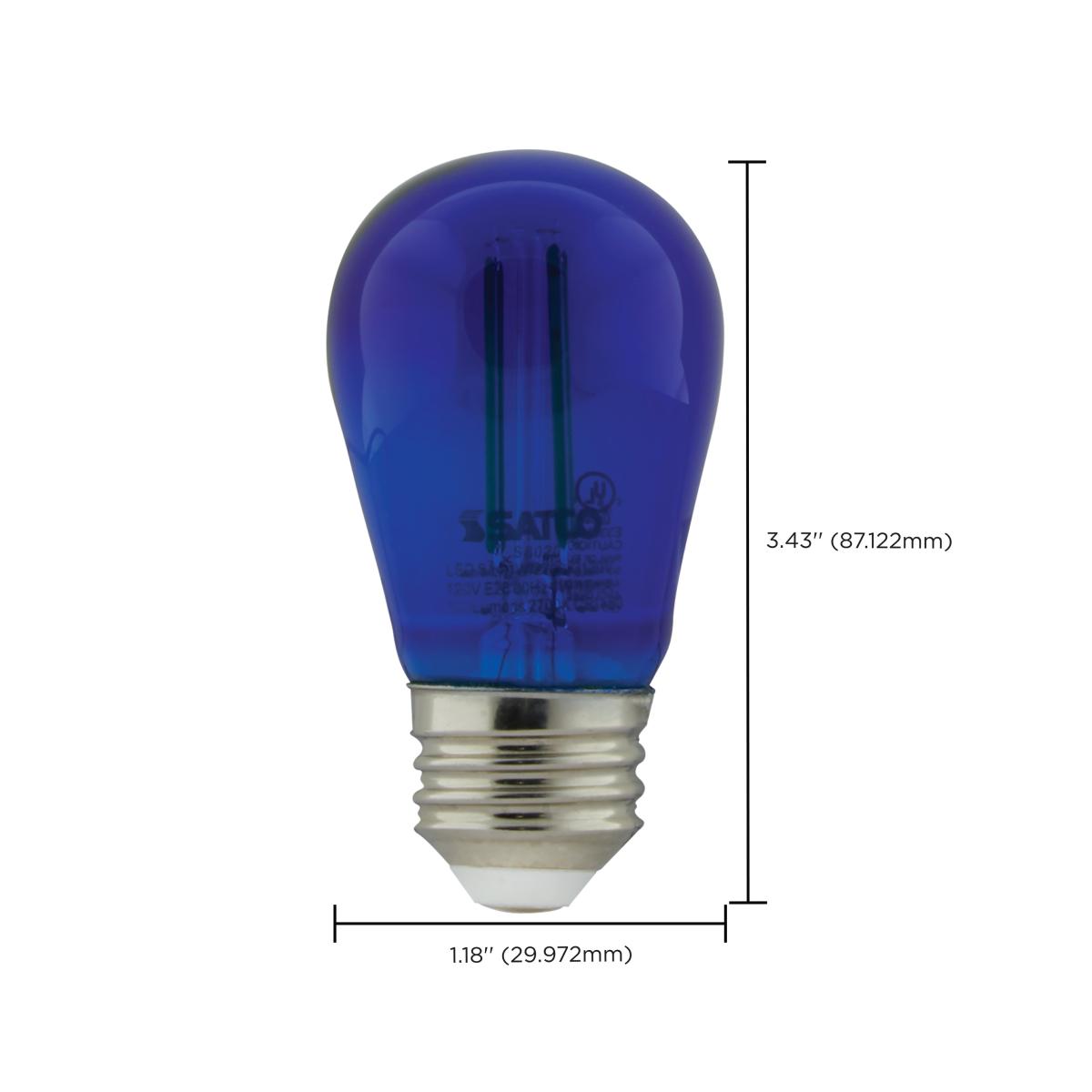 S14 Filament LED Bulb, 1W, 5lm, E26 Base, Transparent Blue Finish, Pack of 4