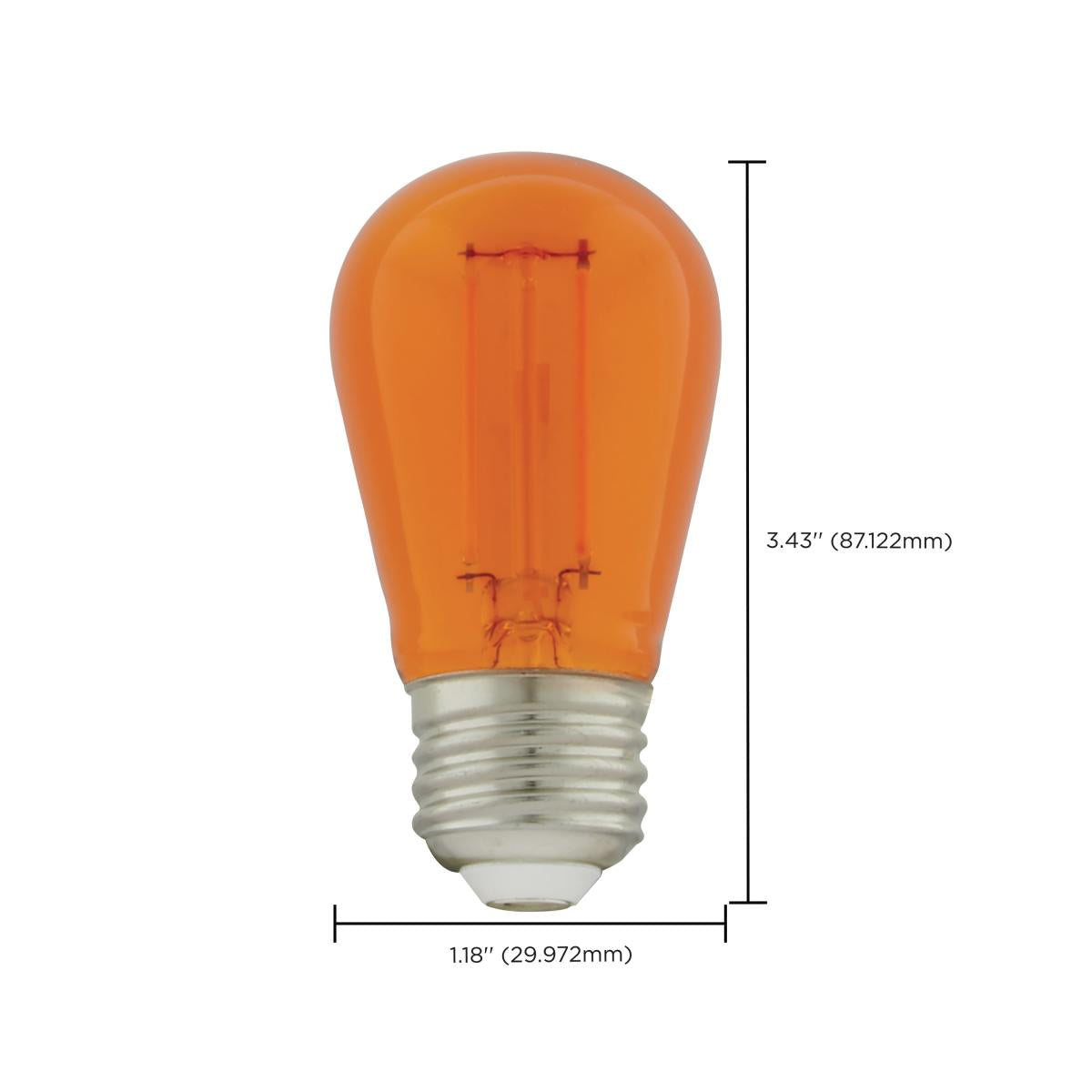 S14 Filament LED Bulb, 1W, 30lm, E26 Base, Transparent Orange Finish , Pack of 4