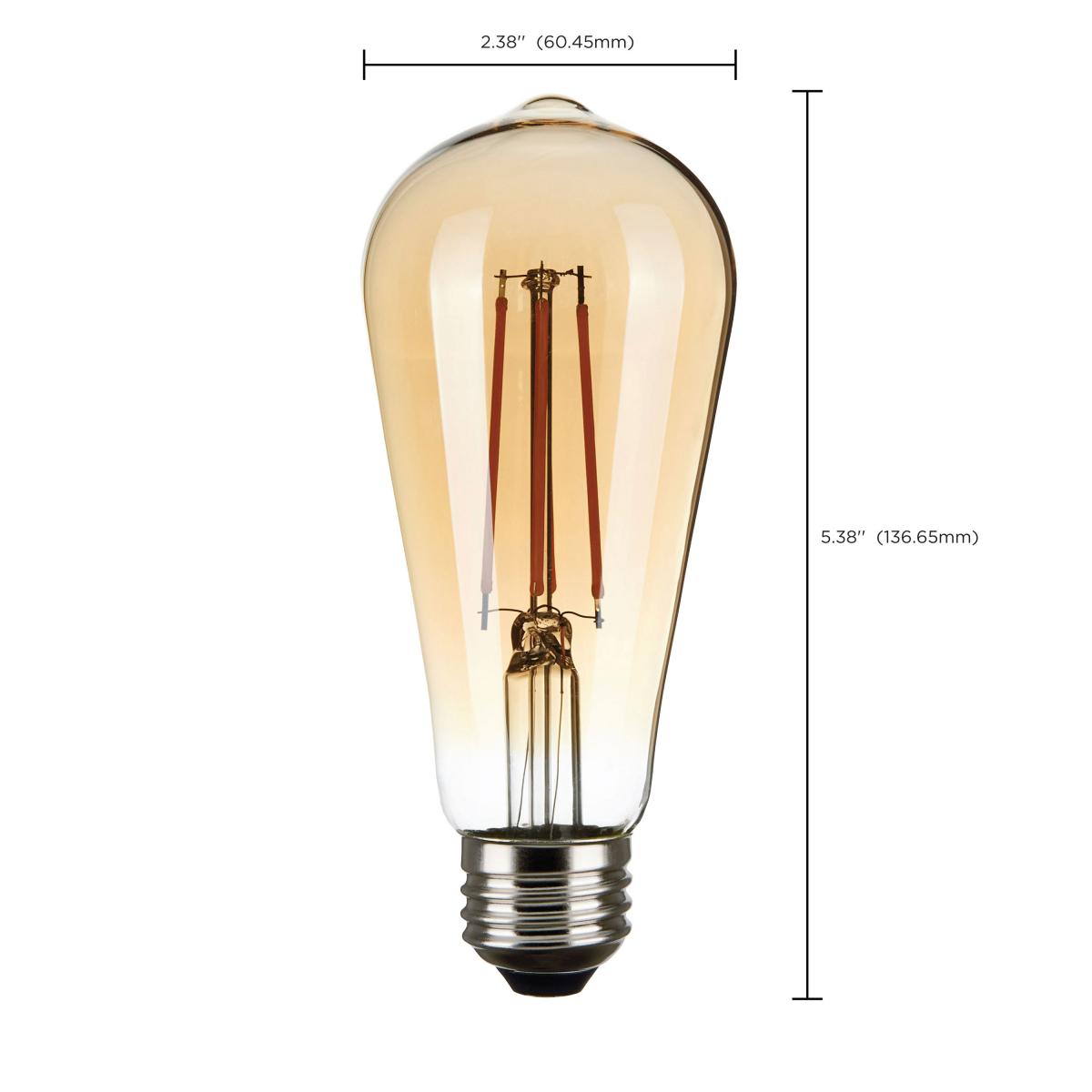 ST19 LED Vintage Bulb, 3 Watts, 220 Lumens, 2000K, E26 Medium Base, Amber Finish