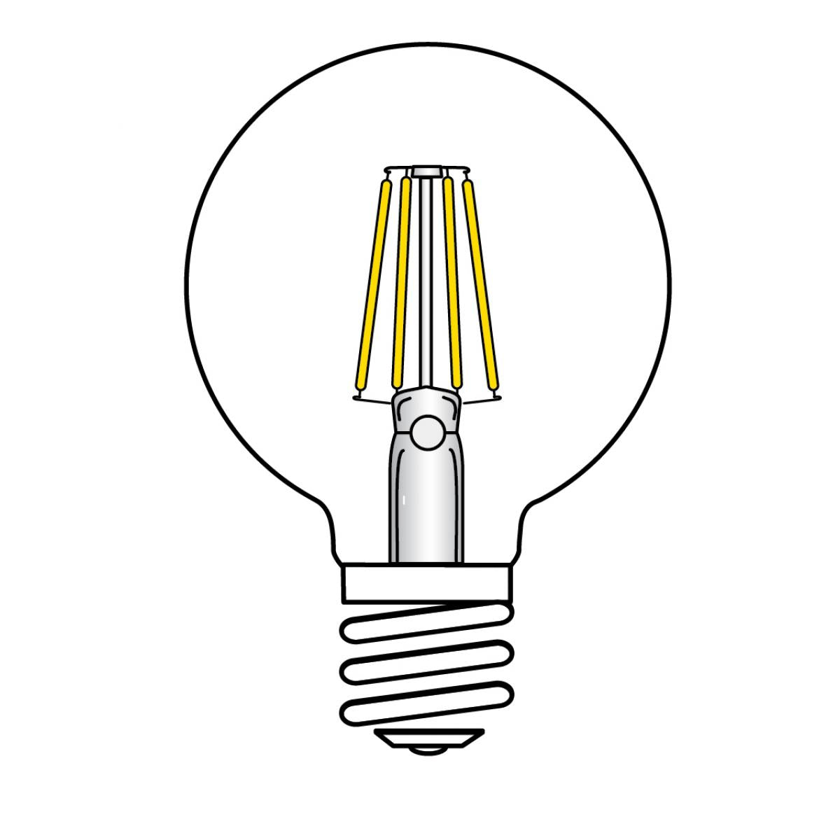 G25 Filament LED Globe Bulb, 5W, 380 Lumens, 2000K, E26 Medium Base, Amber Finish