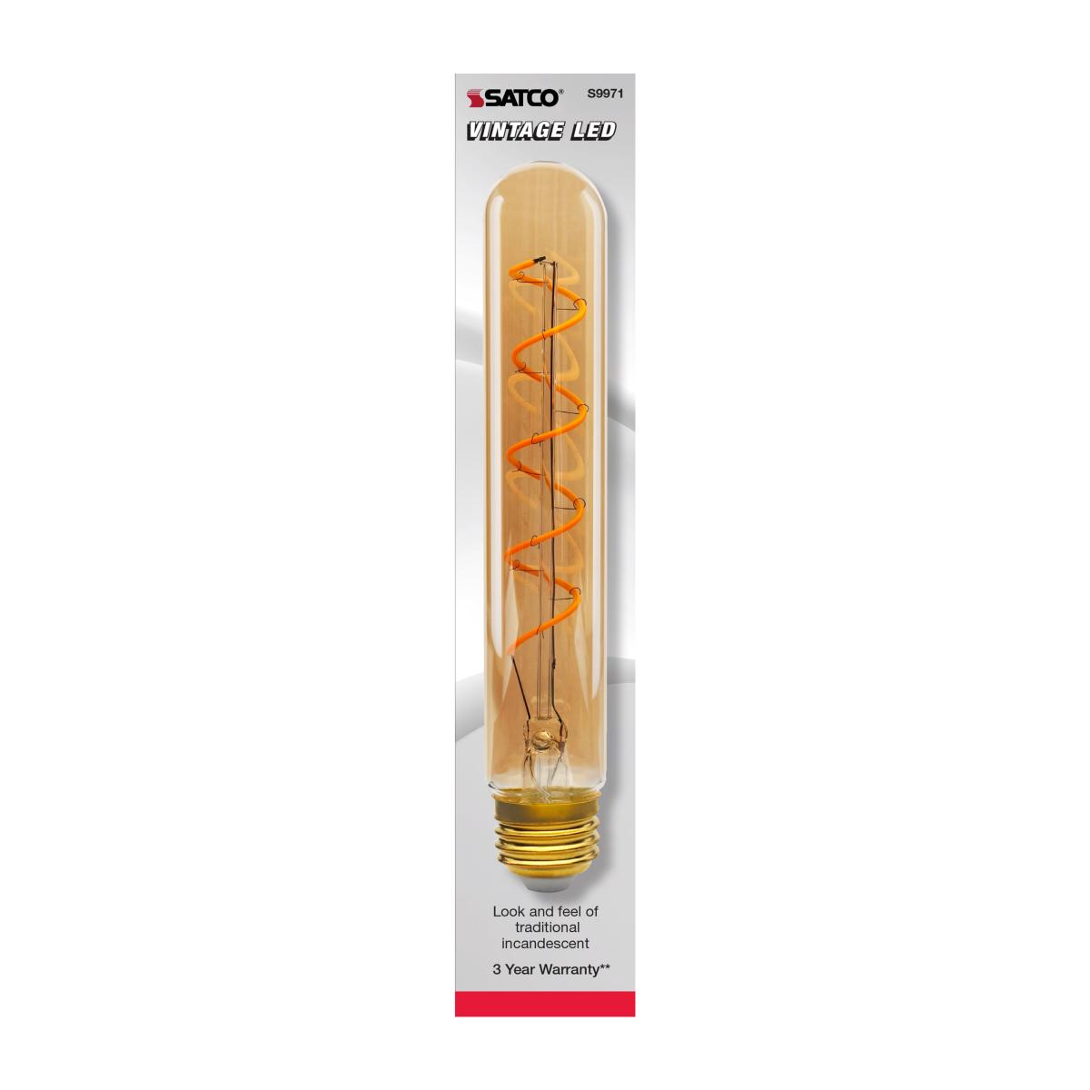 T9 LED Single Tube Spiral Vintage Bulb, 5 Watts, 240 Lumens, 2000K, E26 Base, Amber Finish