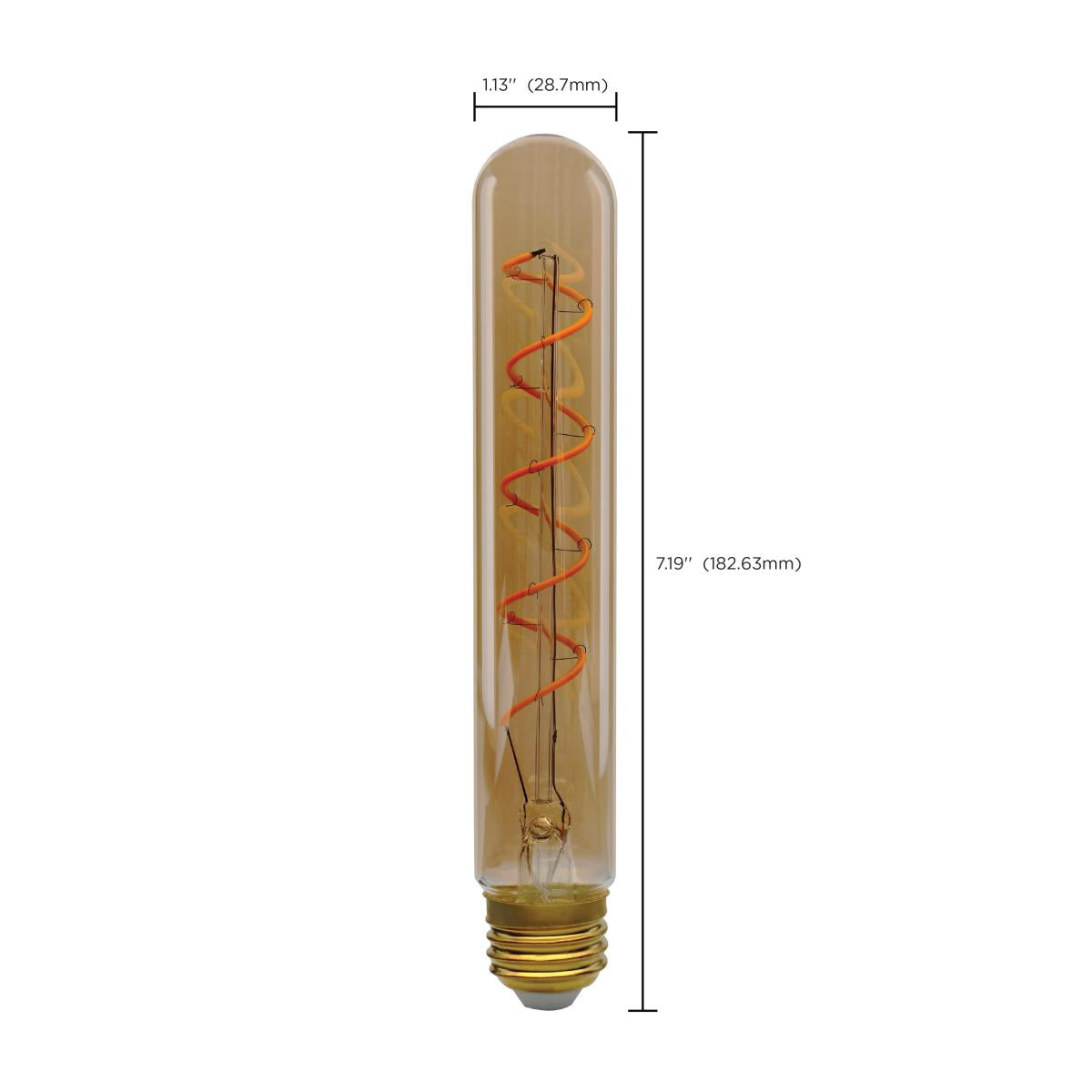 T9 LED Single Tube Spiral Vintage Bulb, 5 Watts, 240 Lumens, 2000K, E26 Base, Amber Finish