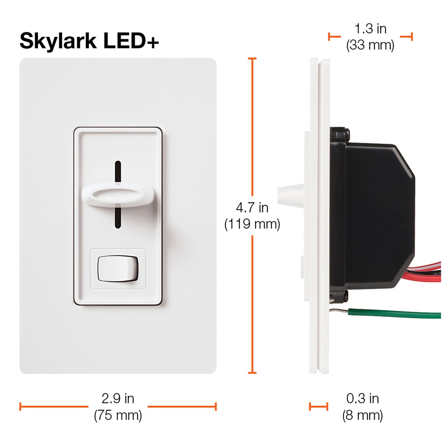 Skylark LED+ Dimmer Switch, 150-Watt, Single Pole or 3-Way, White