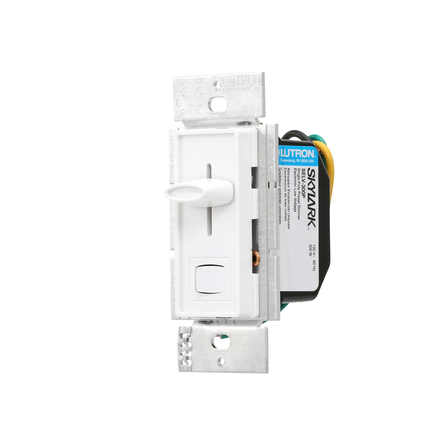 Skylark ELV+ Slide Dimmer Switch, 300 Watts, Single Pole, White - Bees Lighting