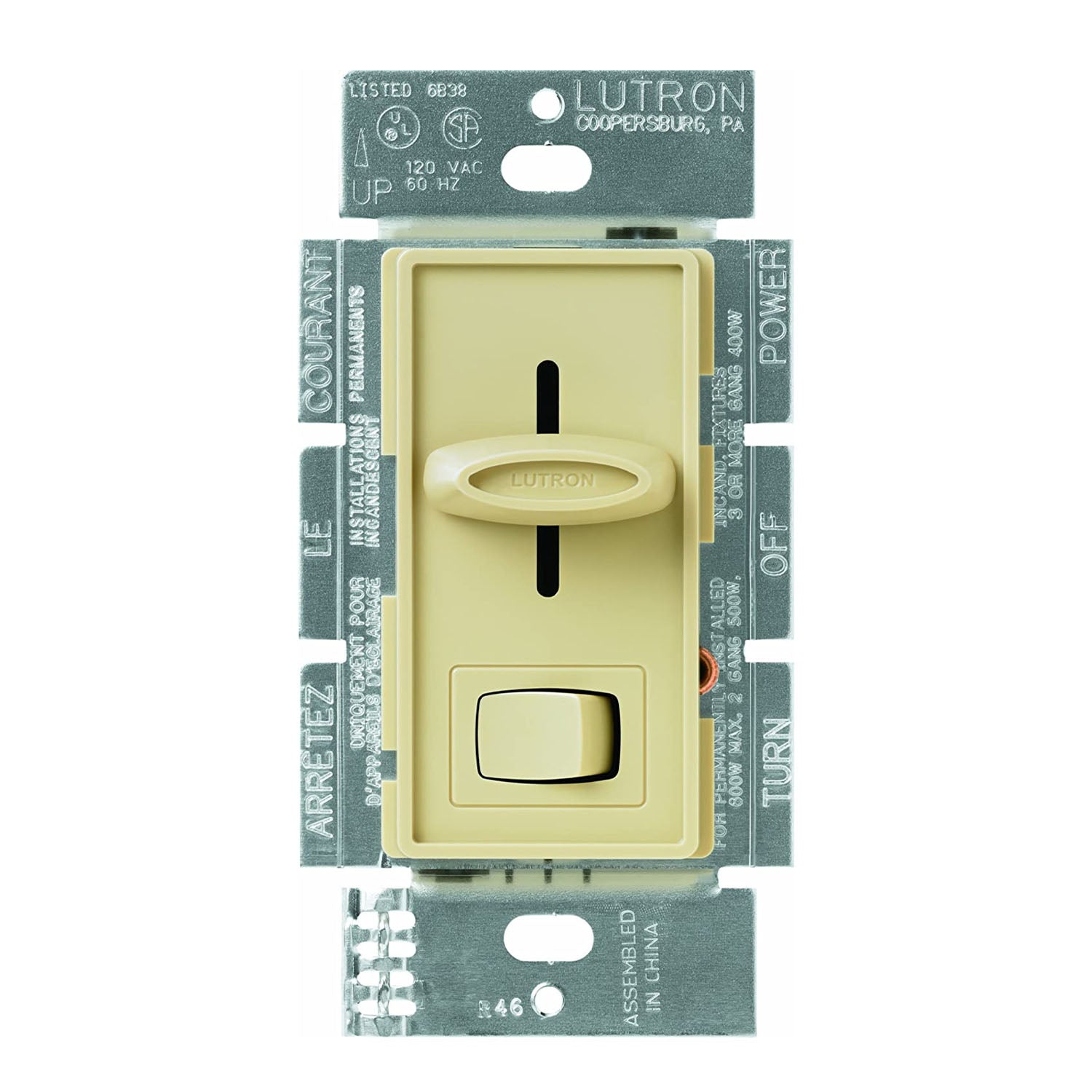 Skylark ELV+ Slide Dimmer Switch, 300 Watts, Single Pole or 3-Way, Ivory