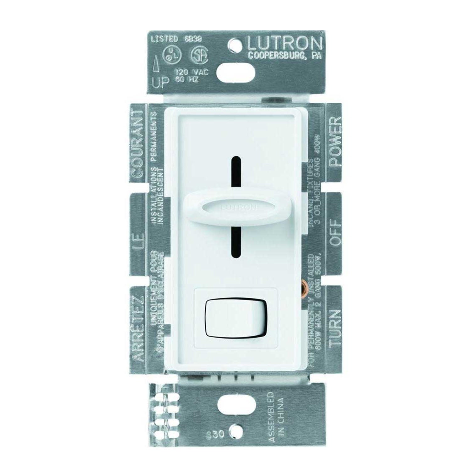 Skylark Fluorescent/LED Dimmer Switch, Single Pole or 3-Way, White