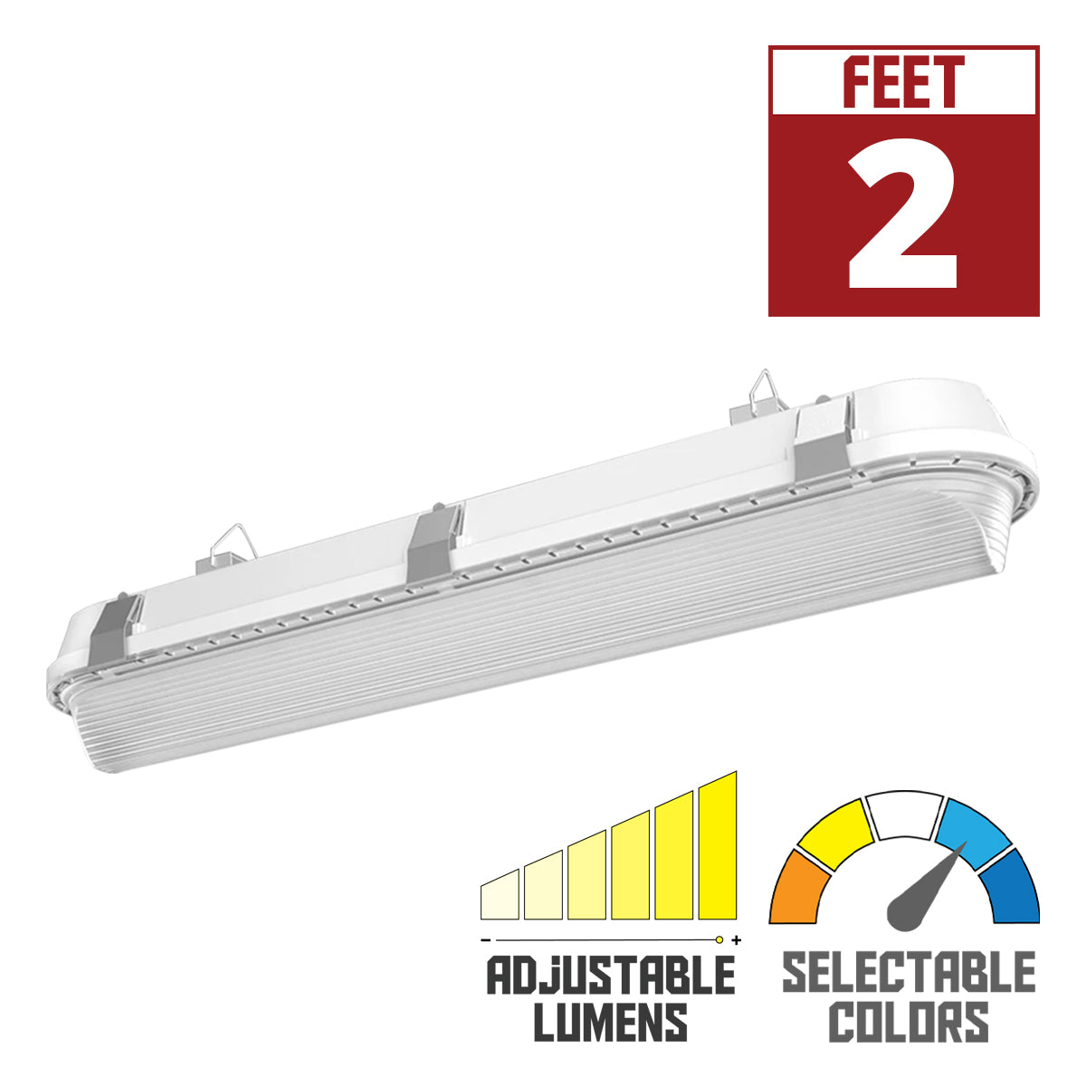 2ft Vapor Tight LED Light, 3680 Lumens, 15/20/25 Watts, 35K/40K/50K, 120-277V - Bees Lighting