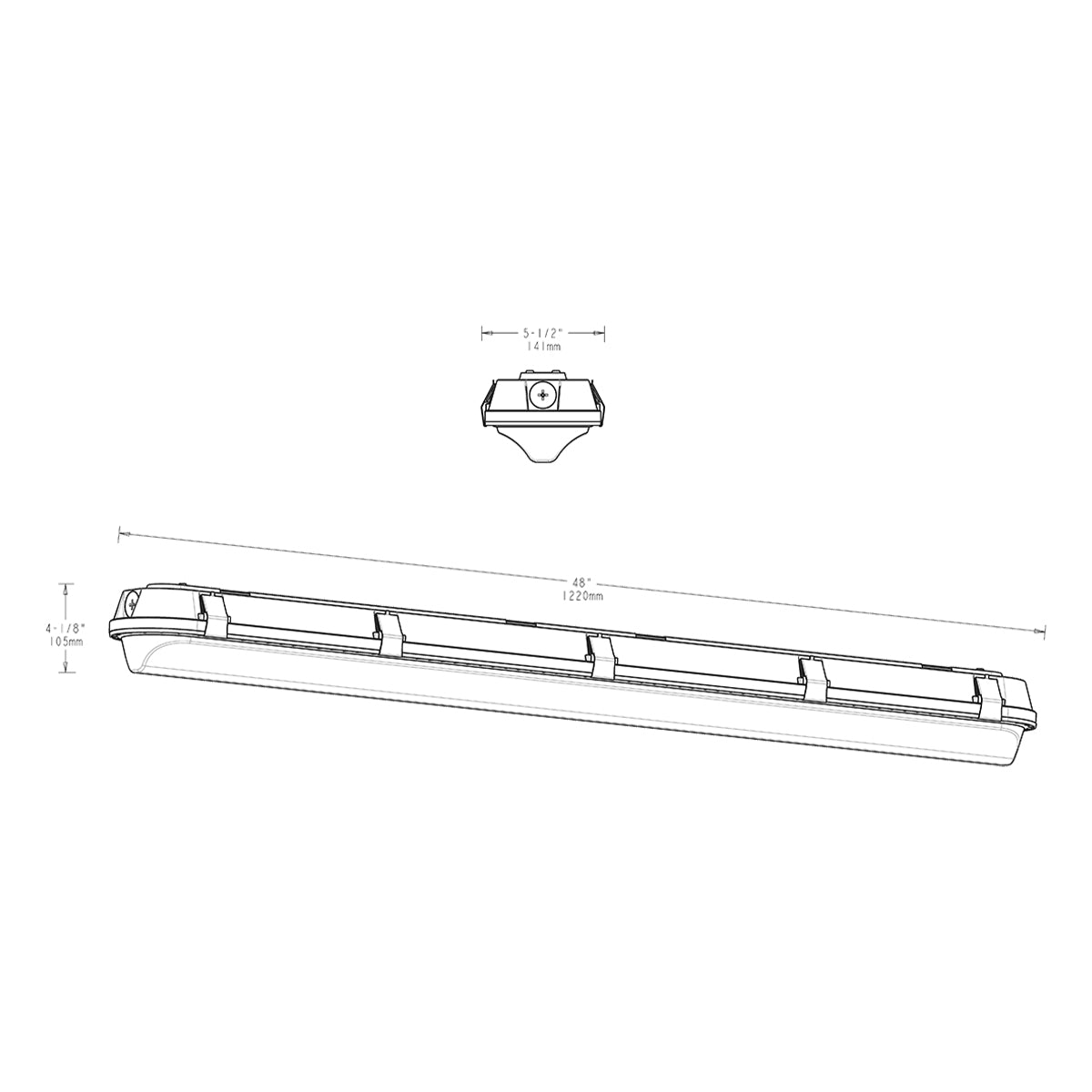 4ft Vapor Tight LED Light, 7300 Lumens, 30/40/50 Watts, 35K/40K/50K, 120-277V - Bees Lighting