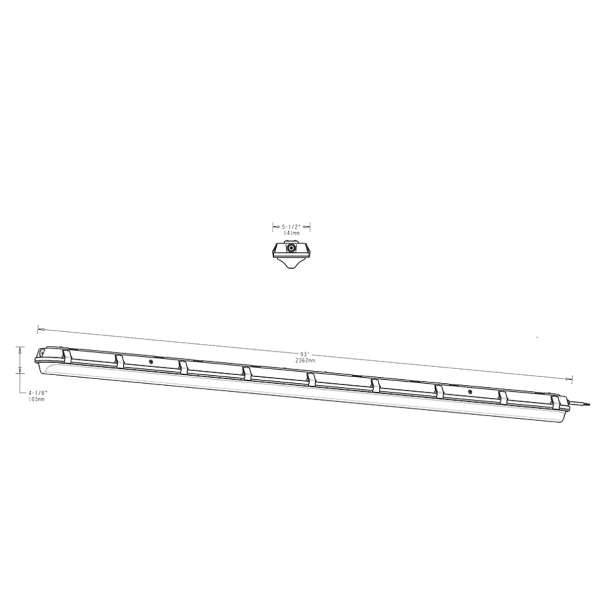 8ft Vapor Tight LED Light, 14200 Lumens, 60/80/100 Watts, 35K/40K/50K, 120-277V - Bees Lighting