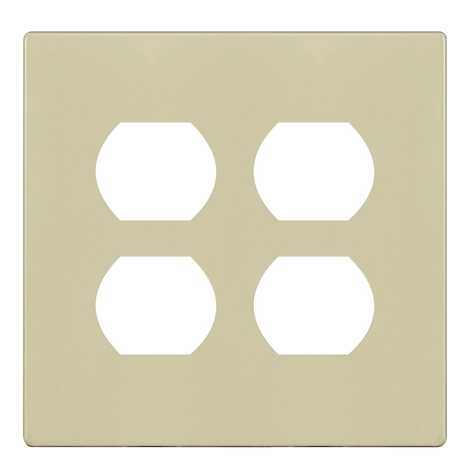 2-Gang Screwless Duplex Outlet Cover Plate Ivory - Bees Lighting