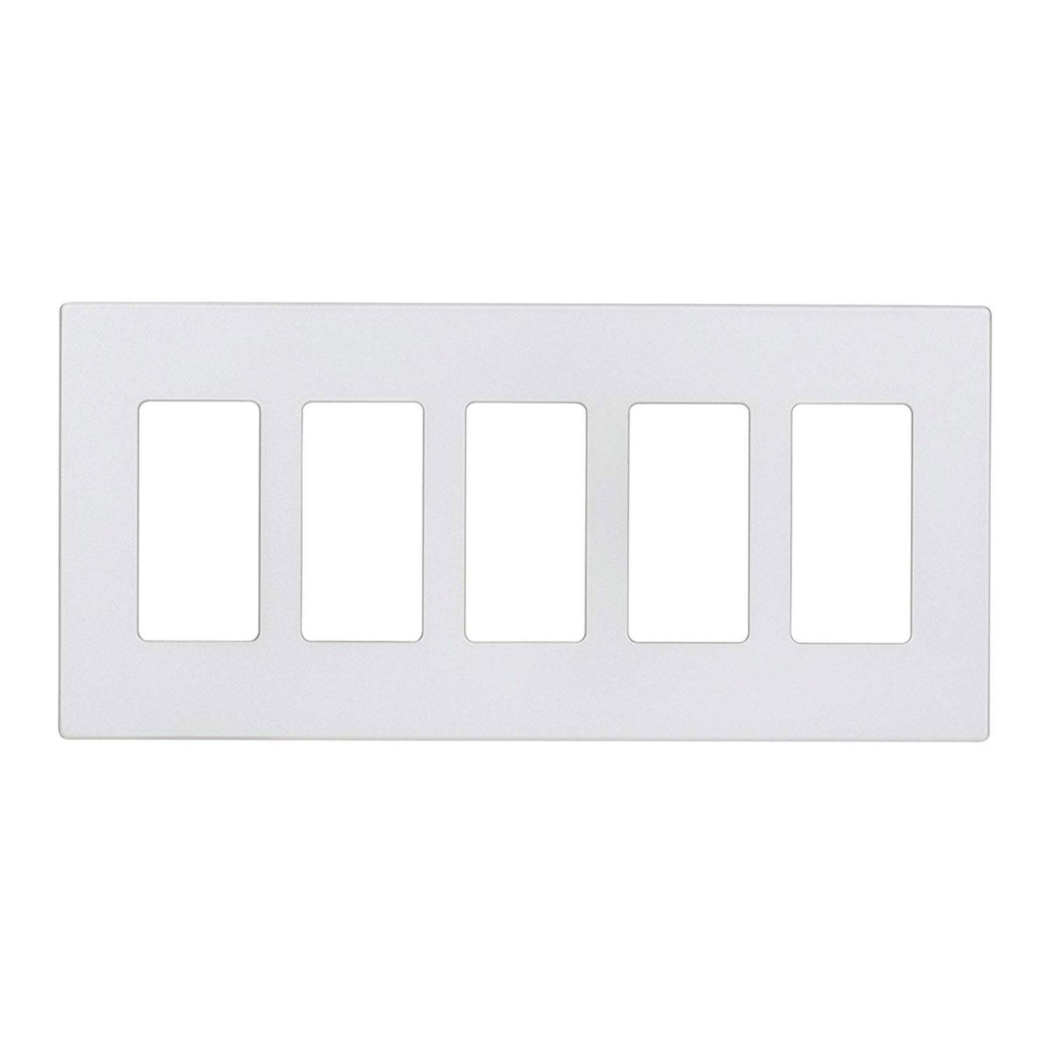 5-Gang Decorator Rocker Screwless Wall Plate, White