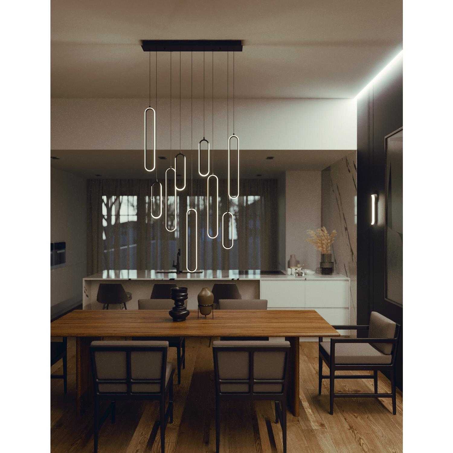 Sienna 36'' Linear Multi-Port LED Pendant Light, Black Finish