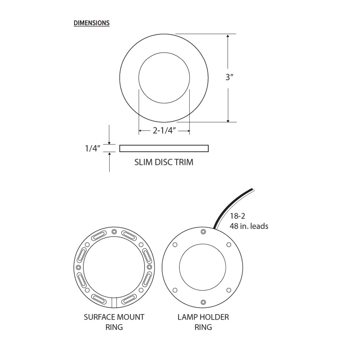 Surface/Recess Mount LED Slim Puck, 165 Lumens, 3000K, 12VDC,  Bronze