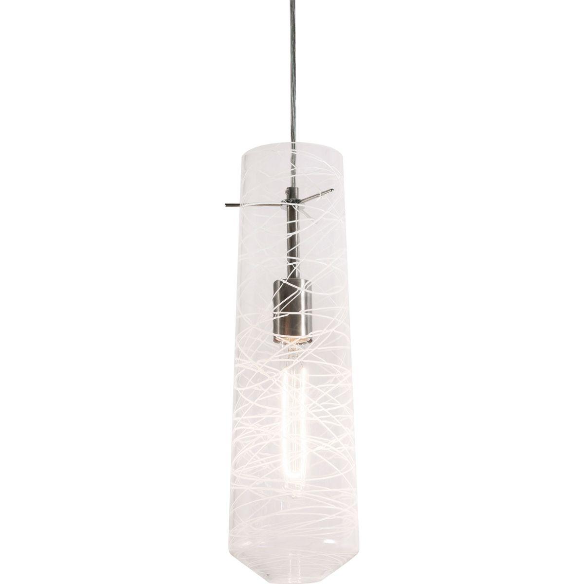 Spun 5 in. Pendant Light Satin Nickel Finish Clear Shade - Bees Lighting