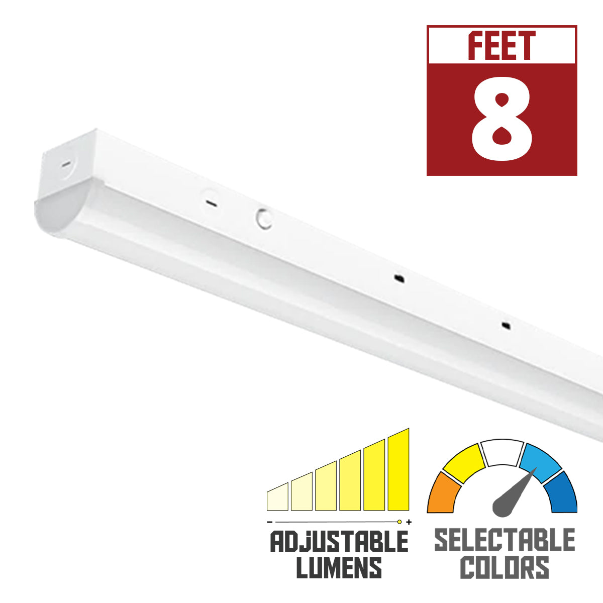 8ft LED Strip Light Fixture, 40/60 Watts, 9000 Lumens, 35K/40K/50K, 120-277V, Battery Included - Bees Lighting