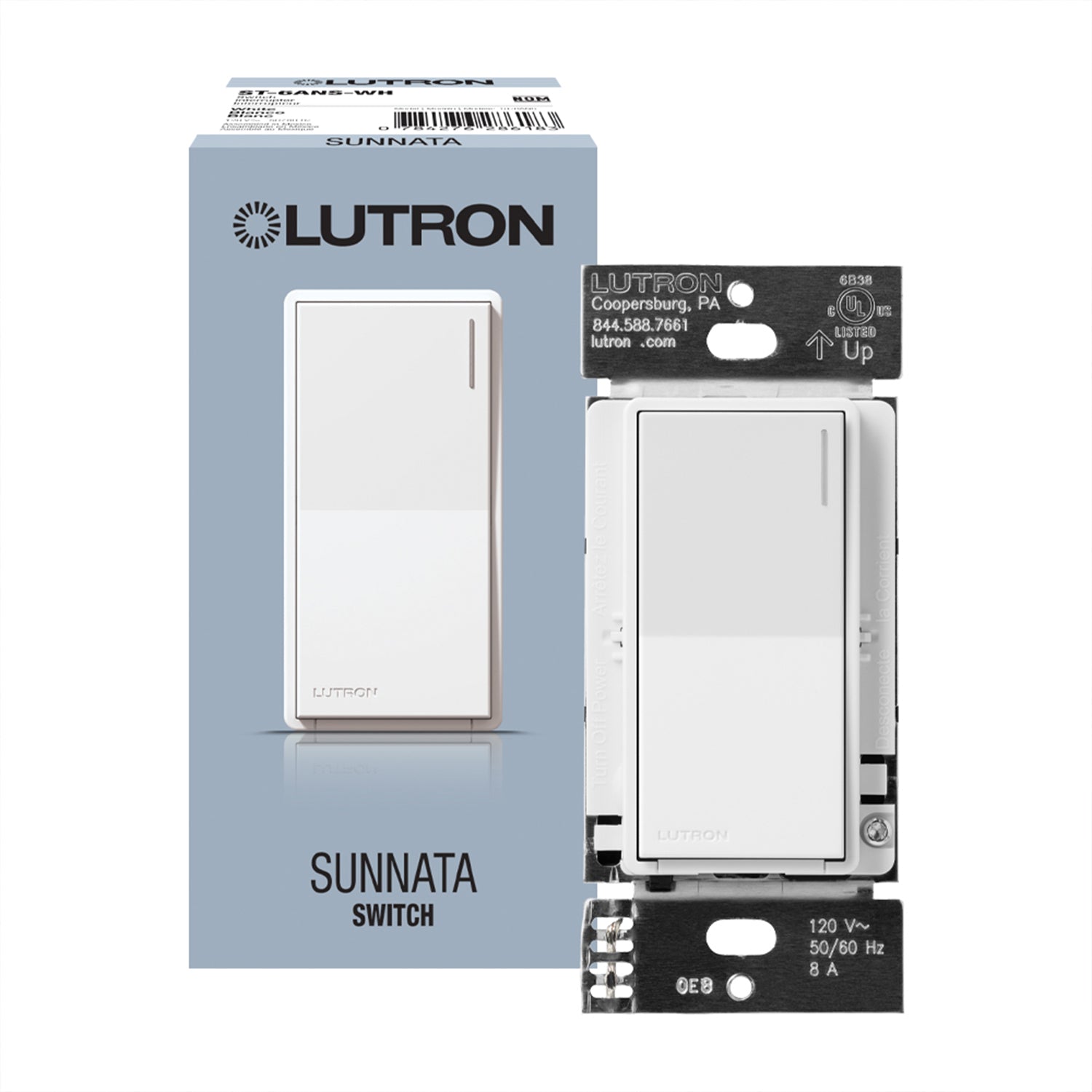 Sunnata Single Pole/Multi-Location Rocker Light Switch White