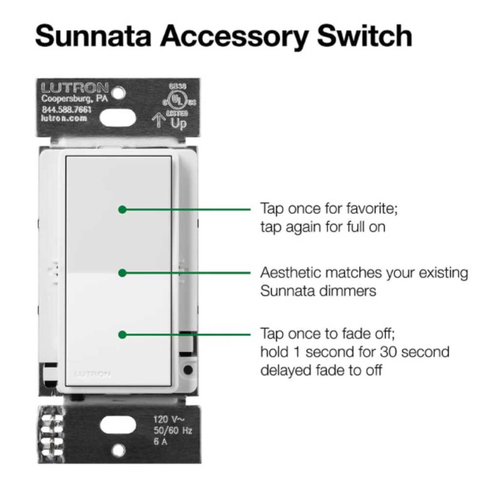 Lutron Sunnata Accessory Switch, Not for Standalone Use, Light Almond