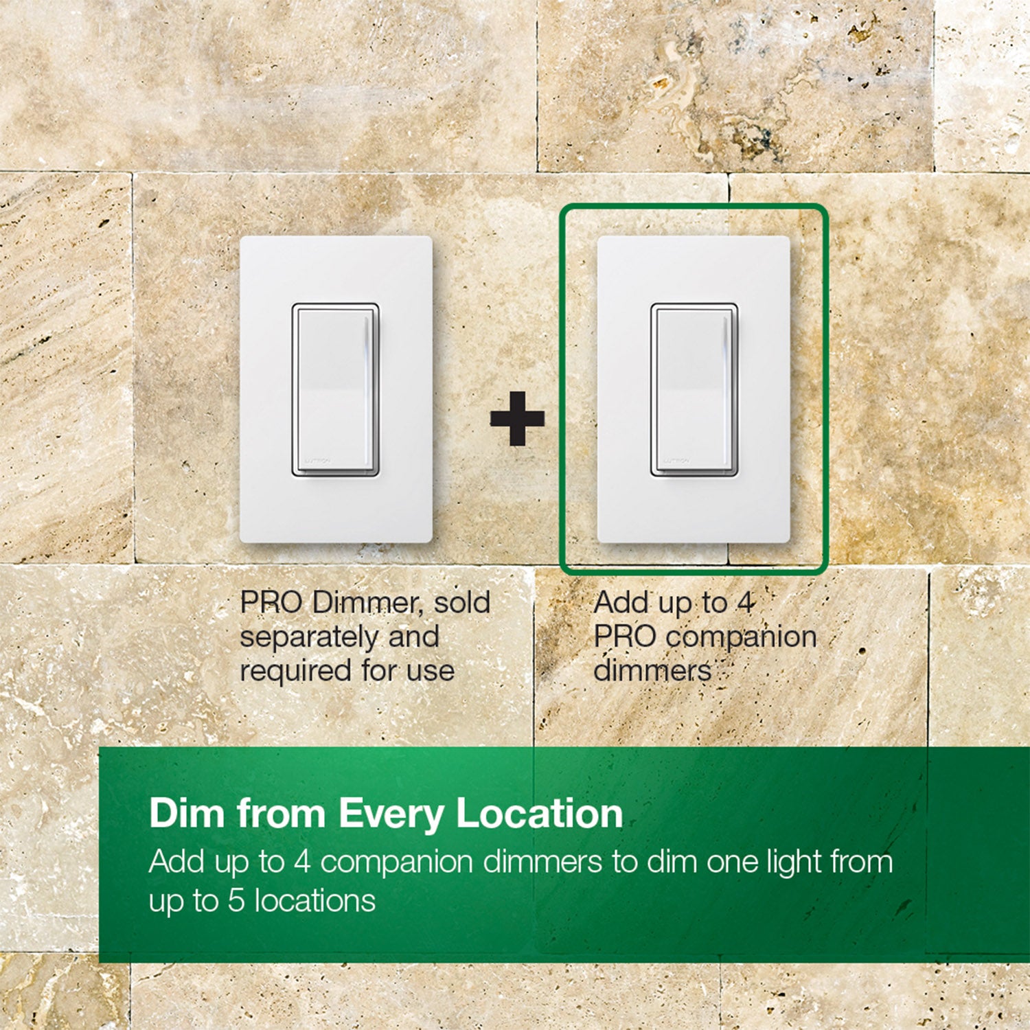 Lutron Sunnata PRO Companion Multi-Location Dimmer, Not for Standalone Use, Light Almond