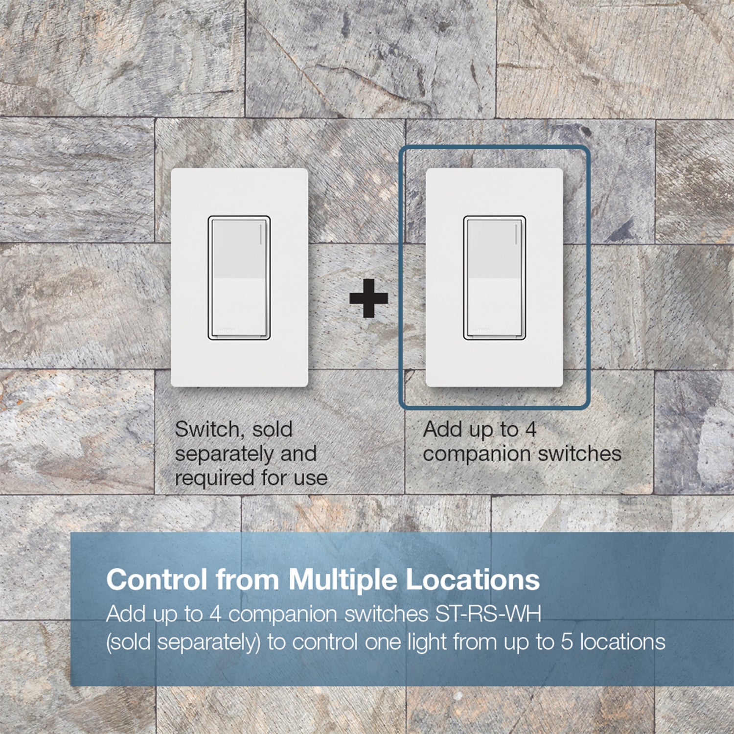 Lutron Sunnata Multi-Location Companion Switch, Not for Standalone Use, White