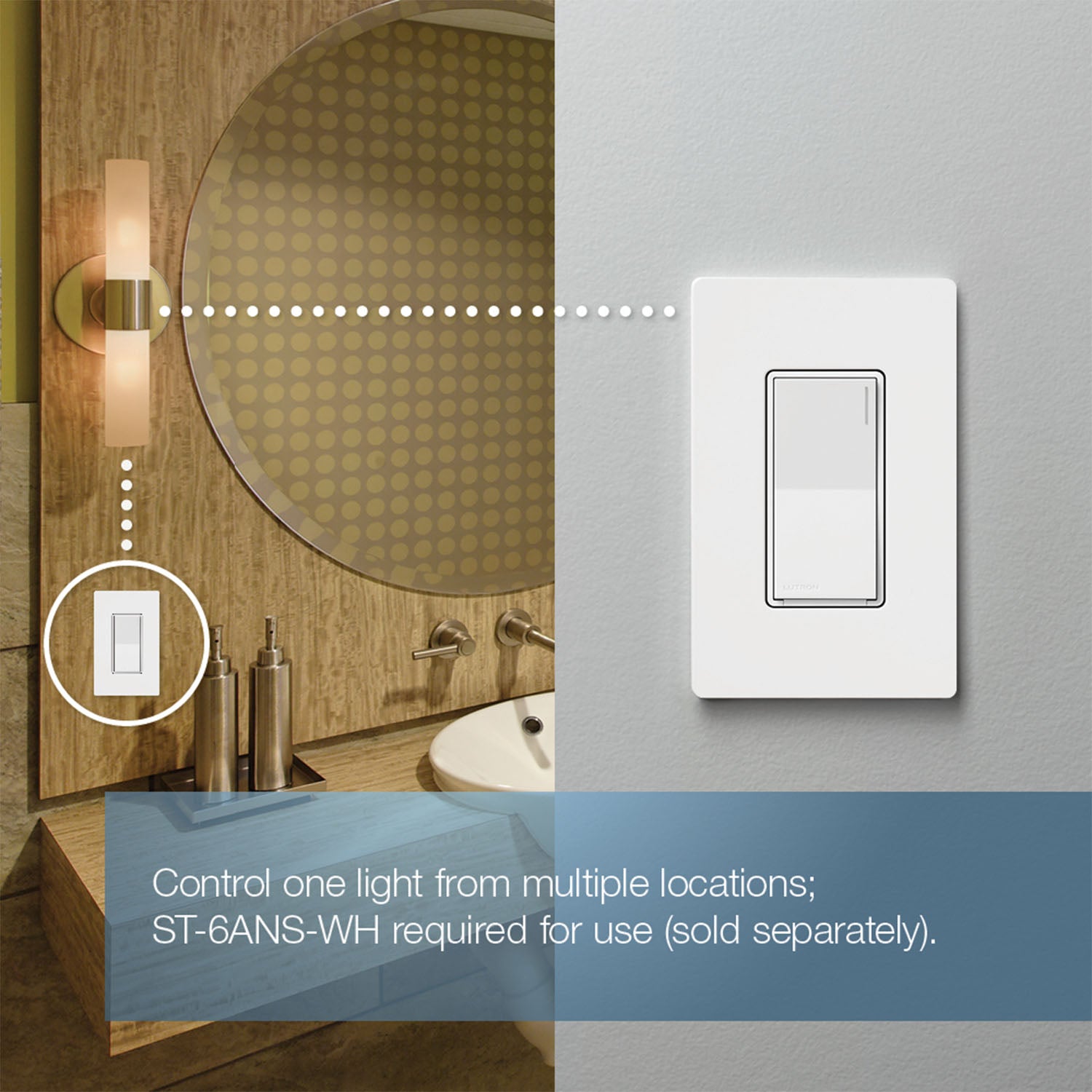 Lutron Sunnata Multi-Location Companion Switch, Not for Standalone Use, White