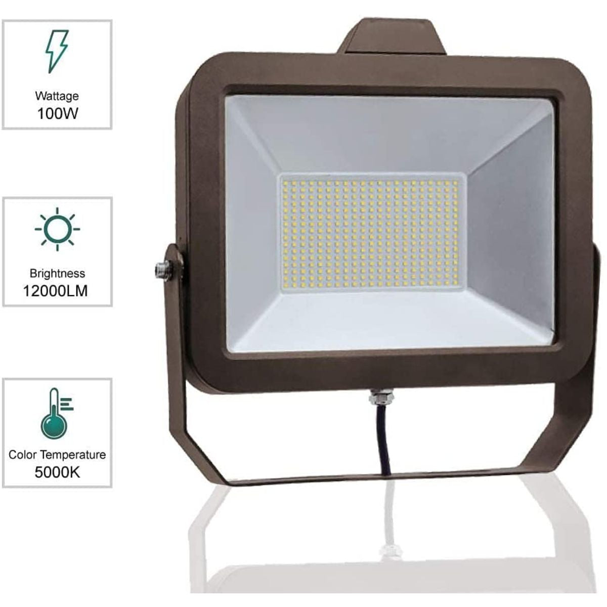 LED Flood Light, 100 Watts, 12300 Lumens, 5000K, 120-277V, Trunnion Mount - Bees Lighting