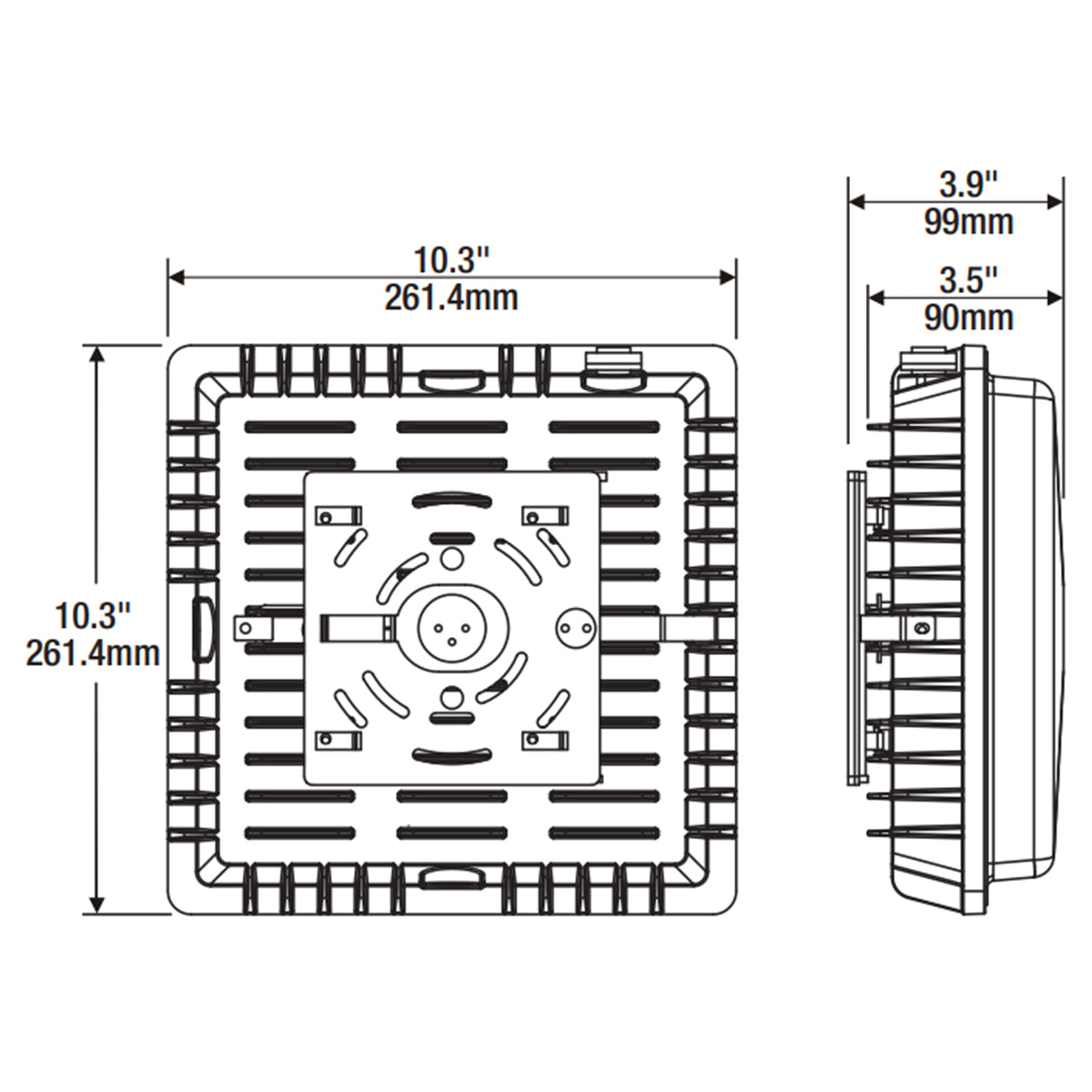 10x10'' LED Canopy Light, 6800 Lm, 55W, 5000K, Surface|Pendant Mount, 120-277V, White