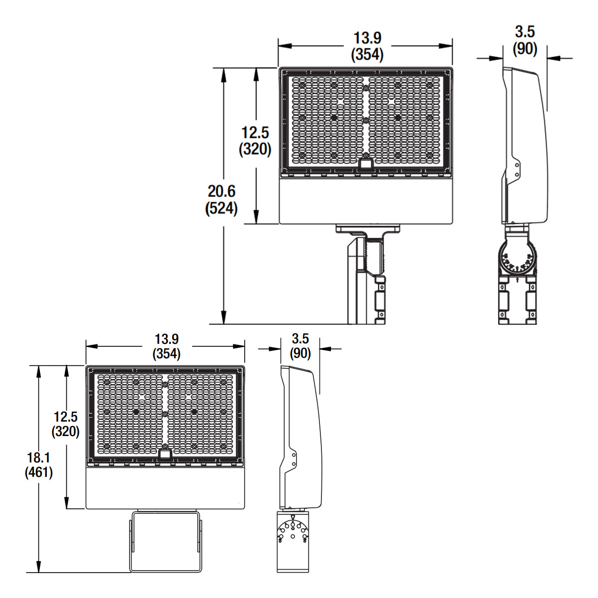 LED Flood Light, 34000 Lm, 255W, 30K/40K/50K, Slipfitter & Trunnion Mount, 120-277V - Bees Lighting