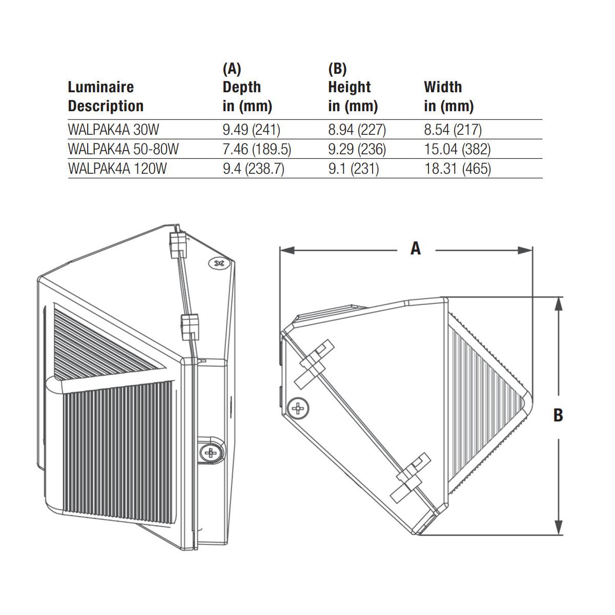 LED Wall Pack Light, 4100 Lumens, 30 Watts, 175W MH Equal, 5000K, 120-277V